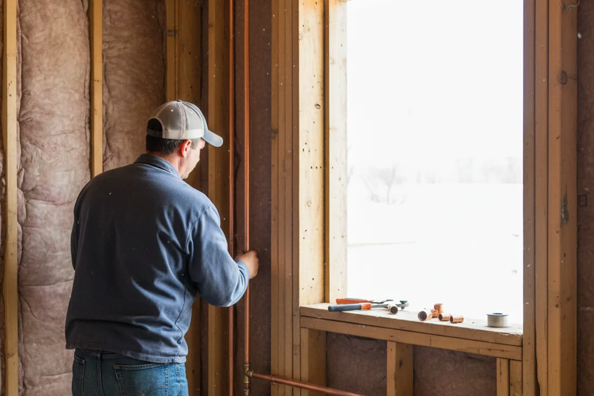 Licensed plumber running new copper supply lines in a Grove City home
